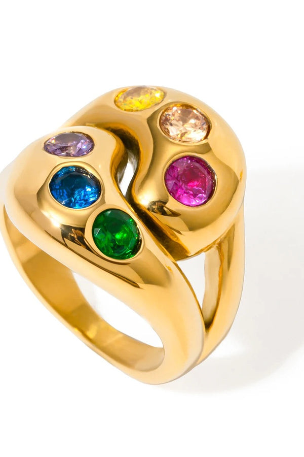 Bague gemme éclaboussure de couleur