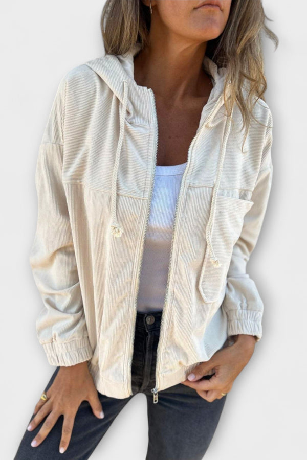 Ella - Veste à capuche zippée en velours côtelé