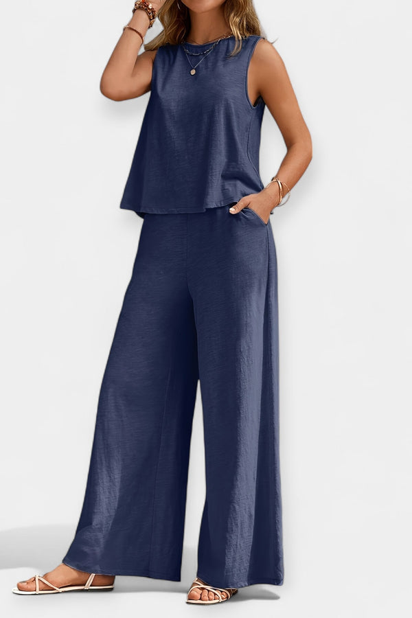 Ensemble de haut sans manches et pantalon large