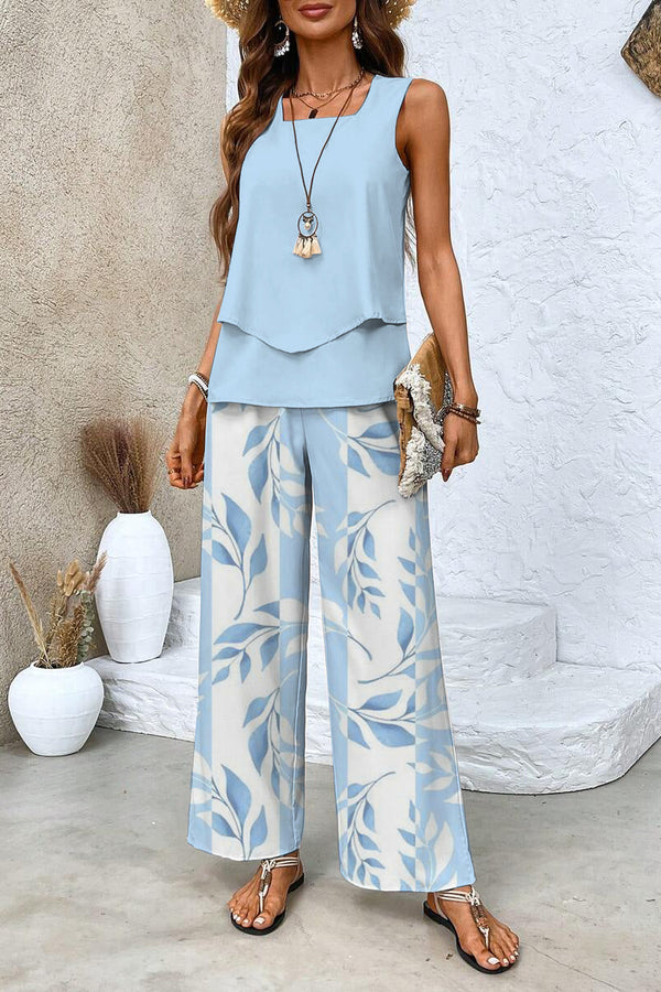 Alba | Ensemble élégant haut floral et pantalon