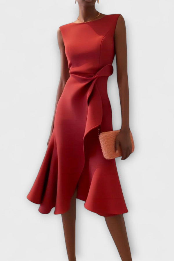 Juliette – Robe midi drapée asymétrique