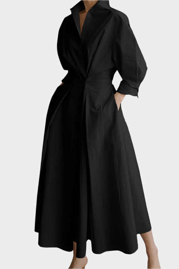 Robe élégante ligne A avec col polo