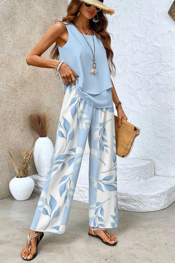 Alba | Ensemble élégant haut floral et pantalon