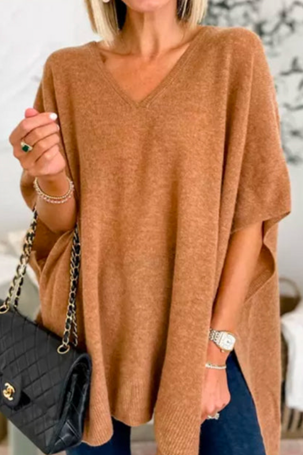 Erica - Pull Poncho Uni Ample à Col V