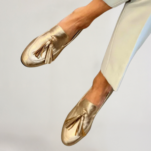 Mocassins dorés brillants