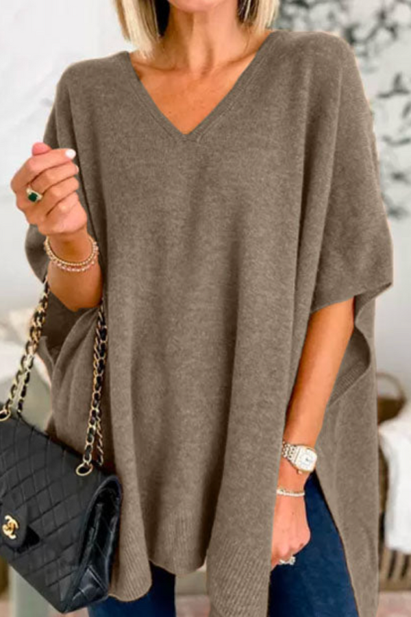 Erica - Pull Poncho Uni Ample à Col V
