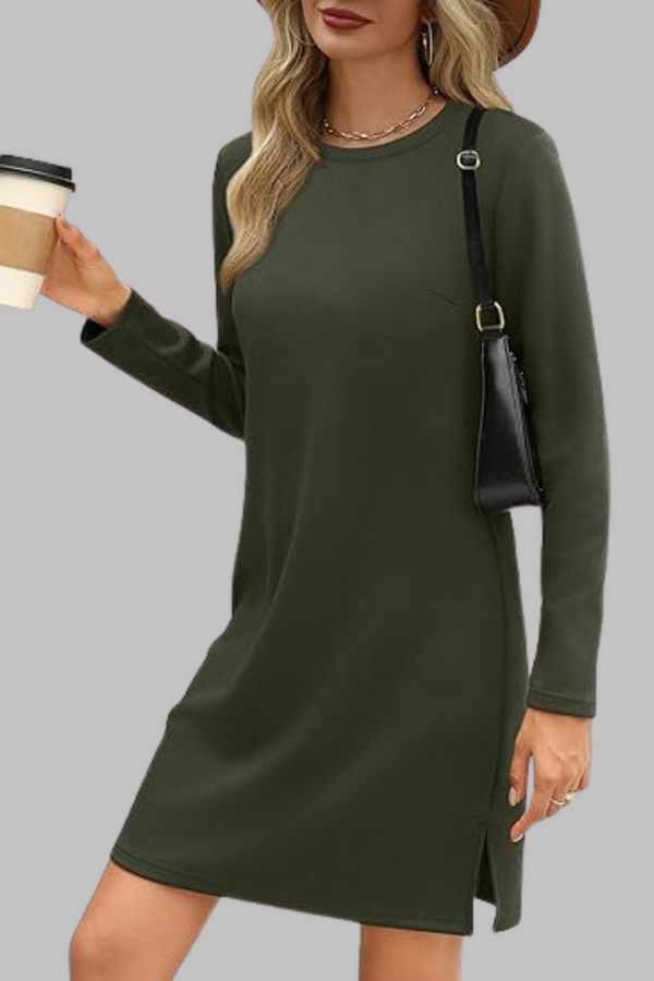 Tiana - Robe Mini Décontractée à Manches Longues et Col Rond