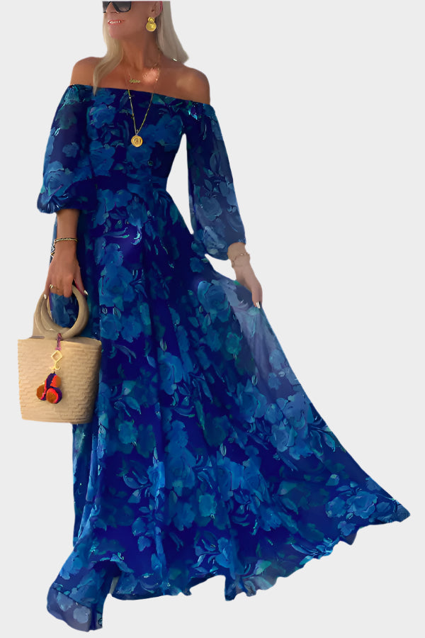 Robe longue aérienne sans épaules