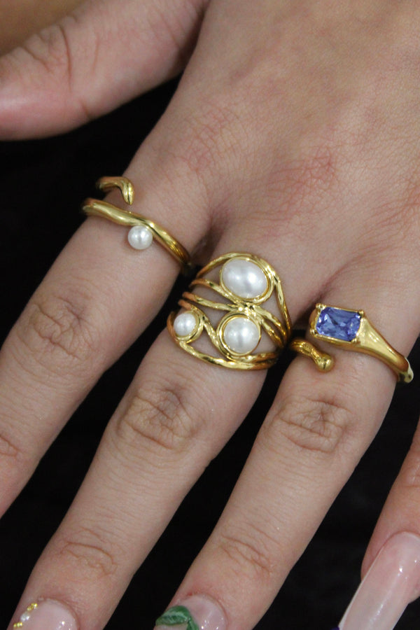 Bague géométrique en perle