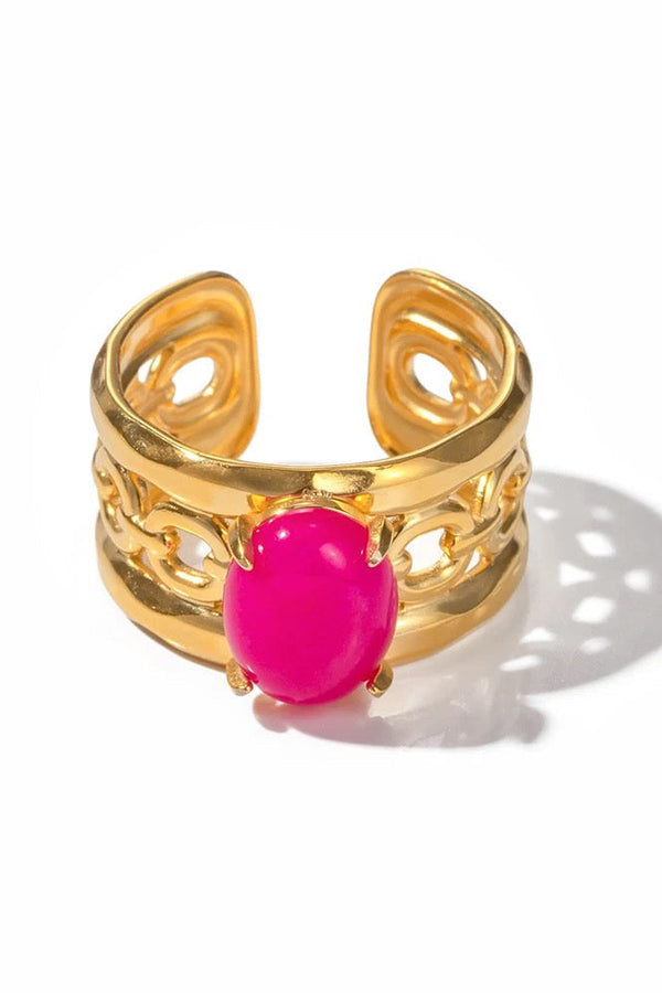 Bague en pierre fuchsia