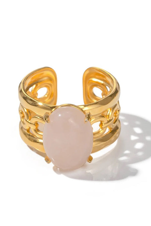 Bague réglable en pierre pétale