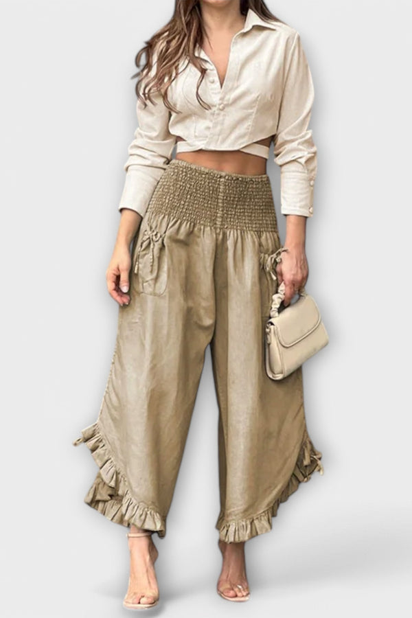 Pantalon en lin confortable avec plis modernes