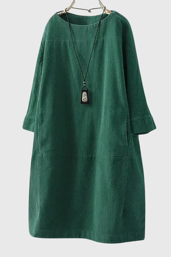 Grace | Robe midi décontractée en velours côtelé