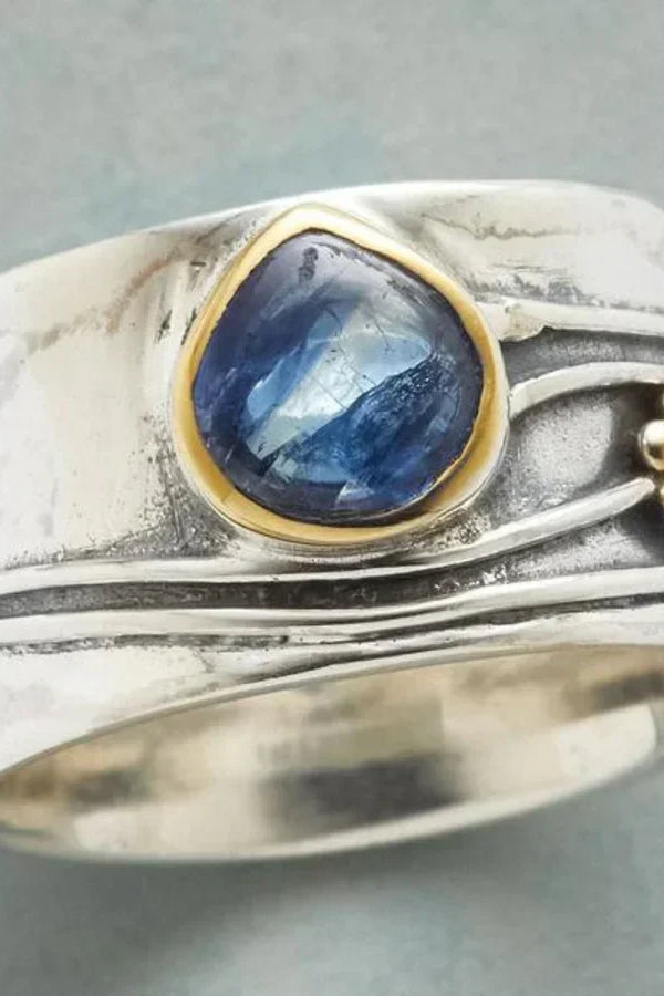 Bague de méditation bohémienne en pierre précieuse | Or blanc