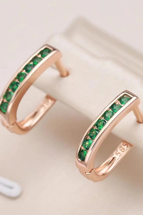 Boucles d'oreilles en diamant émeraude en or