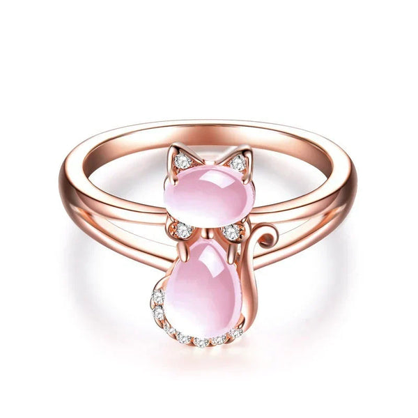 Bague chat en or rose | Or rose