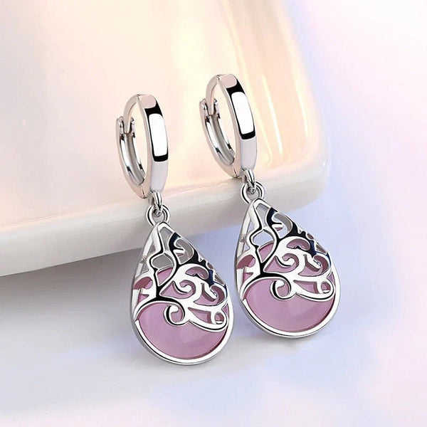 Boucles d'oreilles Arbre de Vie Exquises | Or Blanc