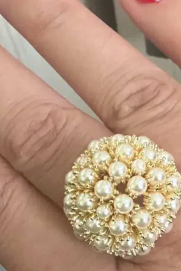 BAGUE PERLES INCRUSTÉES ROSE