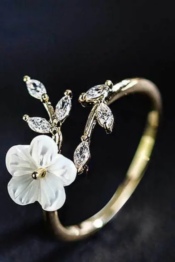 BAGUE ZIRCONIA FLEUR BLANC ÉTINCELANT