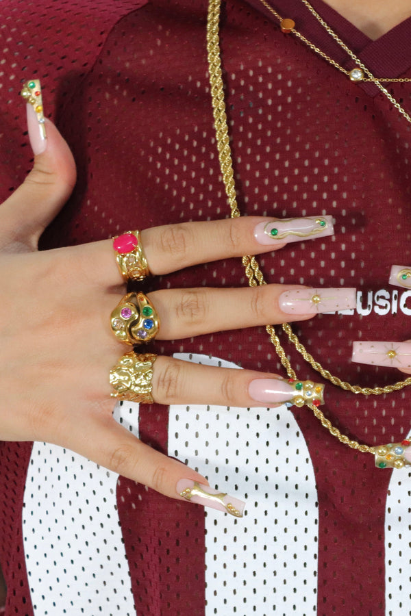 Bague gemme éclaboussure de couleur