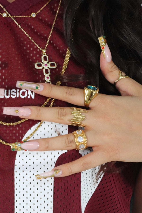 Bague texturée dégoulinante