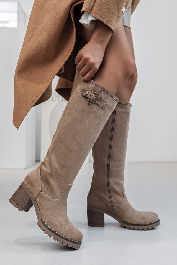 Vidette | Bottes taupe à boucle haute