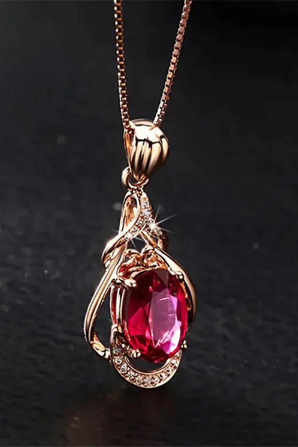 Collier en or avec cristal rouge exquis | Or