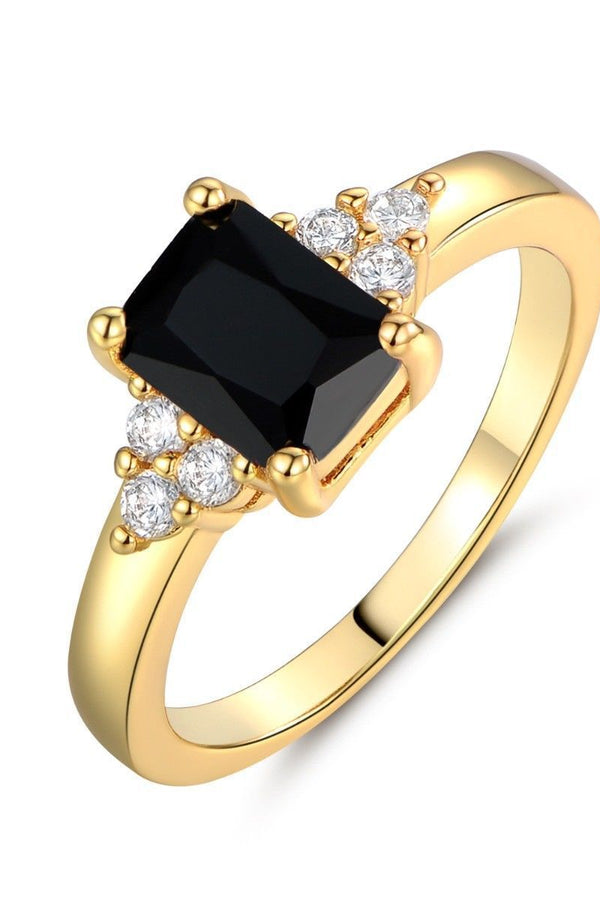 Bague baguette en spinelle noir | Or