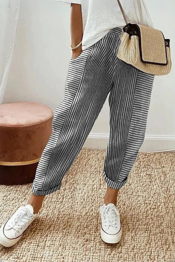 Celia | Pantalon classique rayé en coton