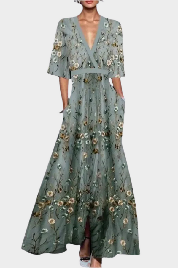 Robe florale élégante avec ceinture