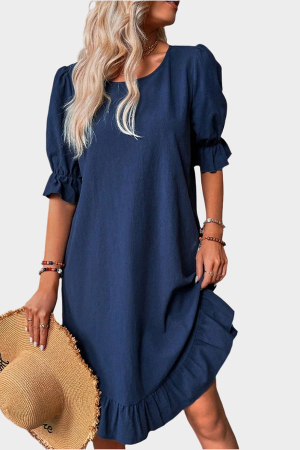 Robe midi rétro avec manches confortables