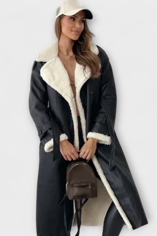 Maria – Veste longue classique avec doublure en polaire et col en teddy