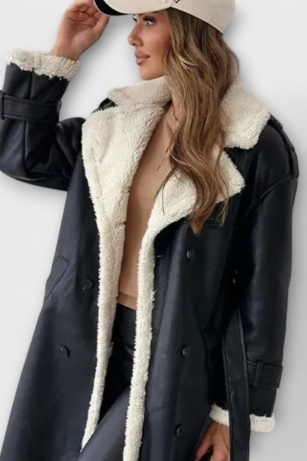 Maria – Veste longue classique avec doublure en polaire et col en teddy