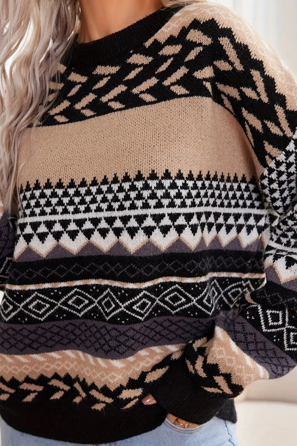 Zahara® | Retro knitted sweater with contrast