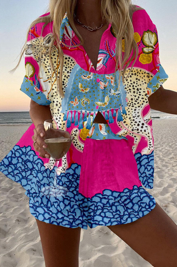 Belina™ | Ensemble court en lin avec imprimé papillon