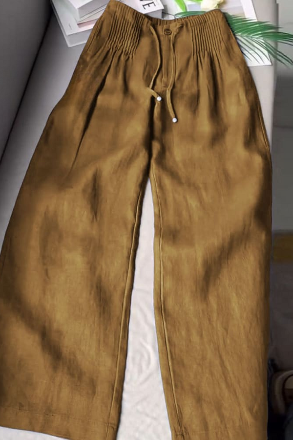 AMELINA – PANTALON CONFORT EN LIN PLISSÉ