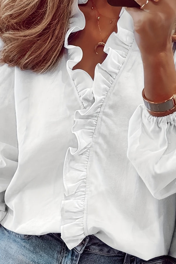 Cordelia | Blouse à col en V à volants