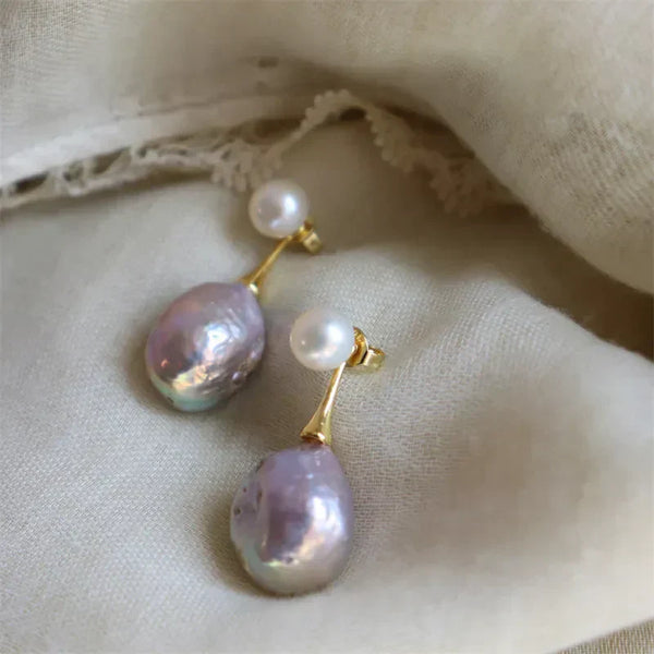 Boucles d'oreilles perle lilas exquises | Or