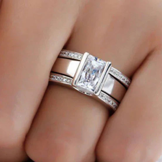 Bague en verre incrusté antique | Or blanc