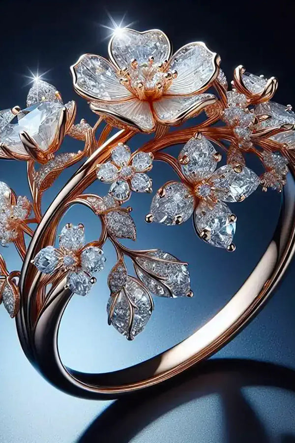 Bague Éclatante Radieuse Florale | Or Rose