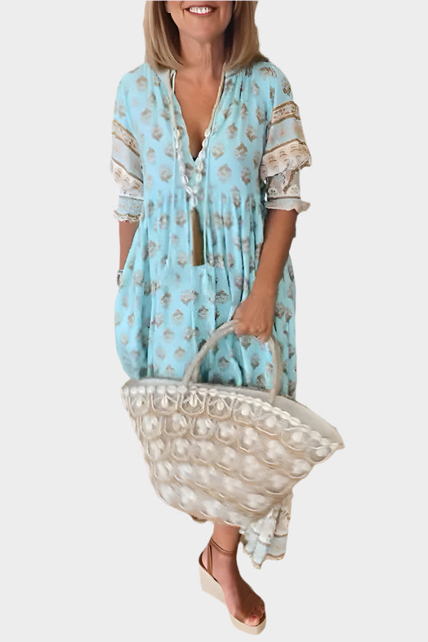 Robe bohème avec coupe confortable et manches bouffantes