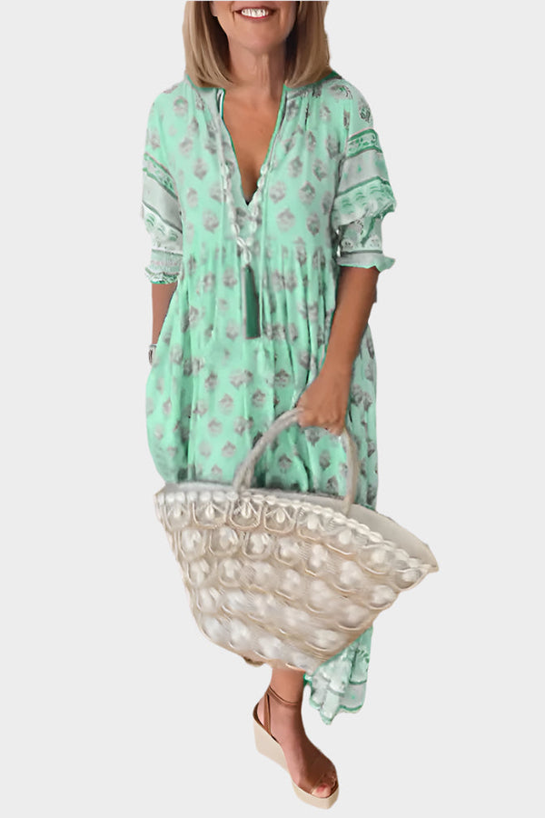 Robe bohème avec coupe confortable et manches bouffantes