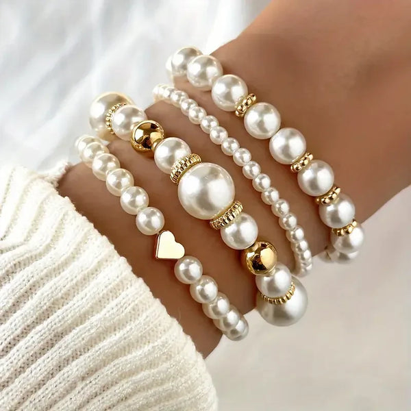 Ensemble exquis de bracelets en perles | Or