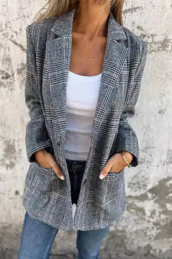 Amelia™ - Blazer décontracté à carreaux avec revers