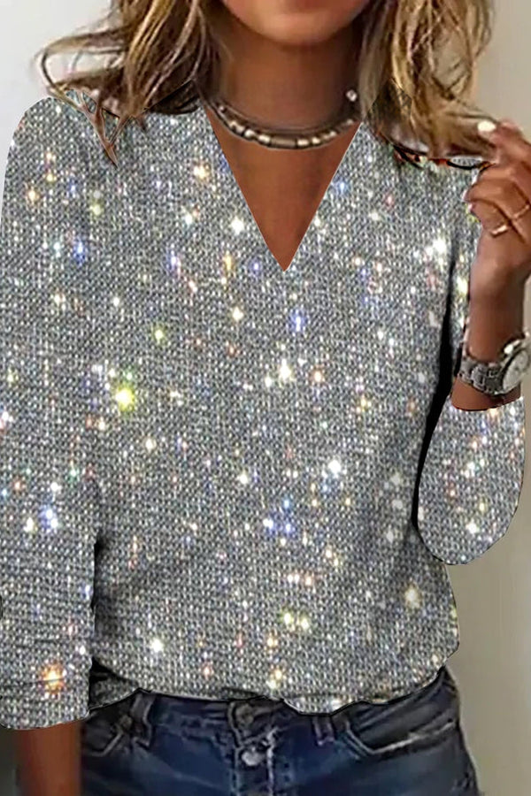 Jamie | Blouse à col en V avec motif diamant