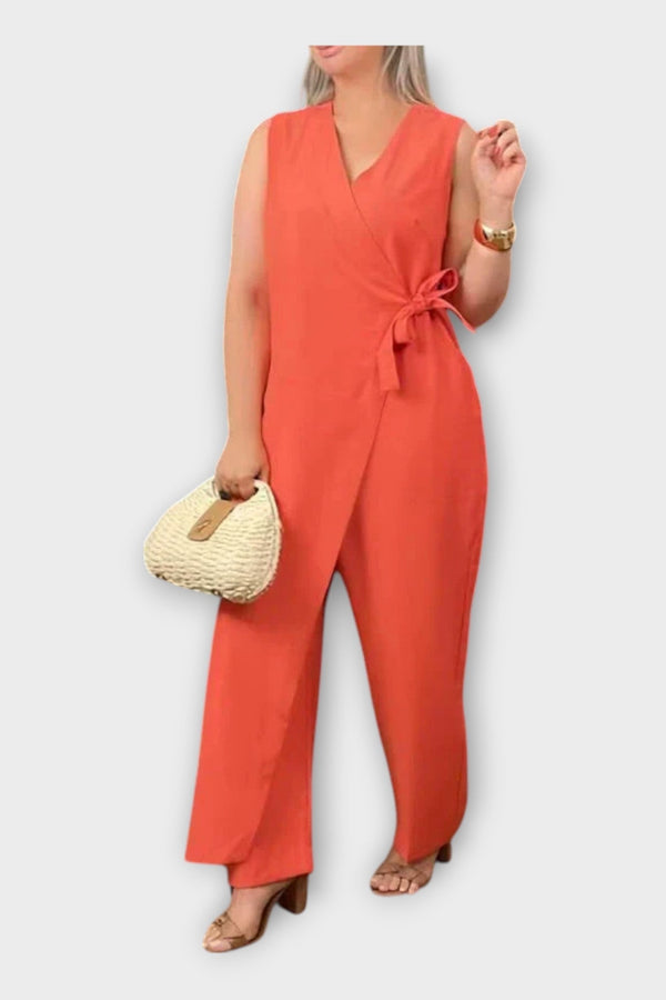 Combinaison longue avec ceinture à la taille