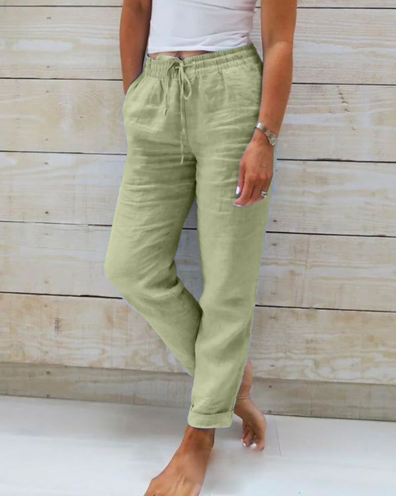 Allison | Pantalon sur mesure en coton-lin de luxe