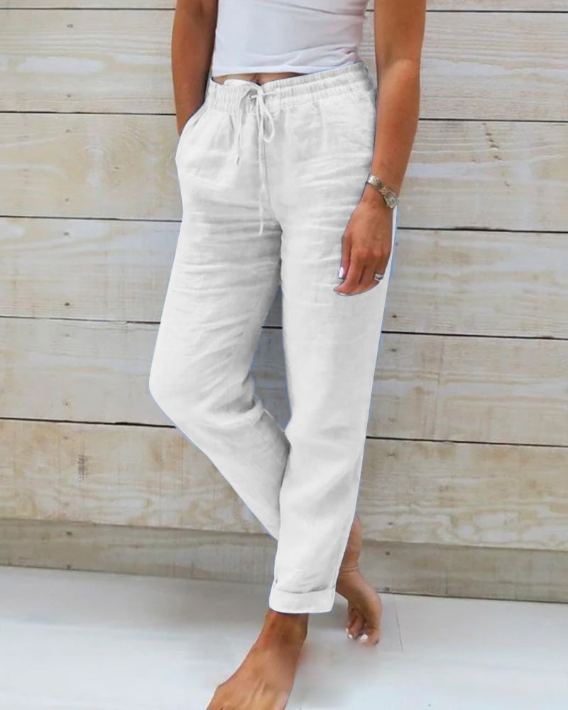 Allison | Pantalon sur mesure en coton-lin de luxe