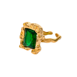 Bague texturée en pierre d'émeraude