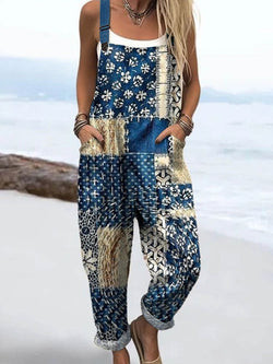 Combinaison pour femme - Design floral vintage, confort et style avec jambes larges